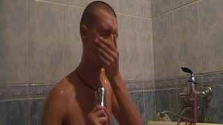 Dick fingering and anal masturbation in shower