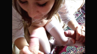 Crooked dick in whore's mouth