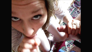 Crooked dick in whore's mouth